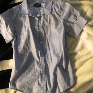 Girls blue Ralph Lauren short sleeve shirt.